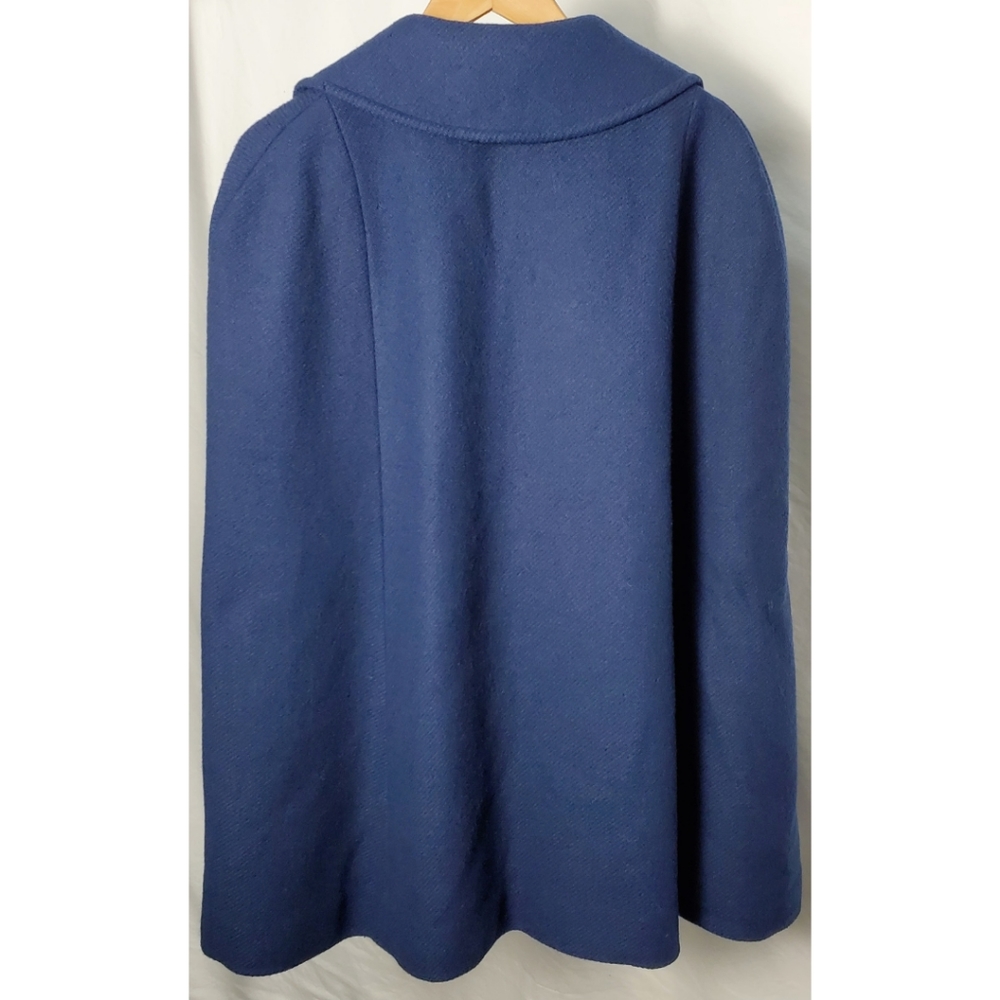 *RARE* Vintage 1970's Pendleton Navy Blue Virgin Wool Poncho Cape - Picture 3 of 8